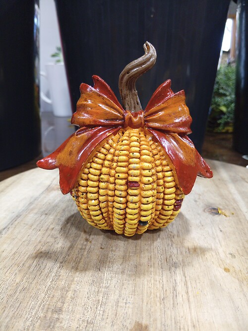 Yellow Pumpkin with Red Bow