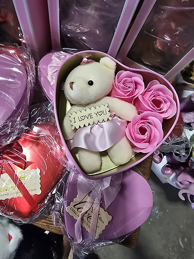 Teddy and rose soap combo