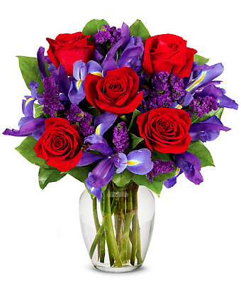 Rose and iris bouquet