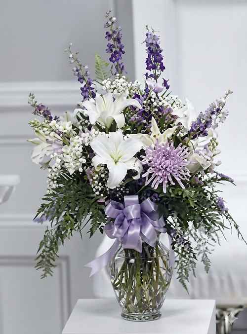 Purple and white Vase Arrangement