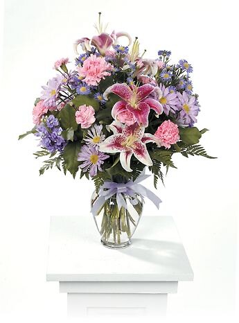 Pink and Purple Vase Arrangement