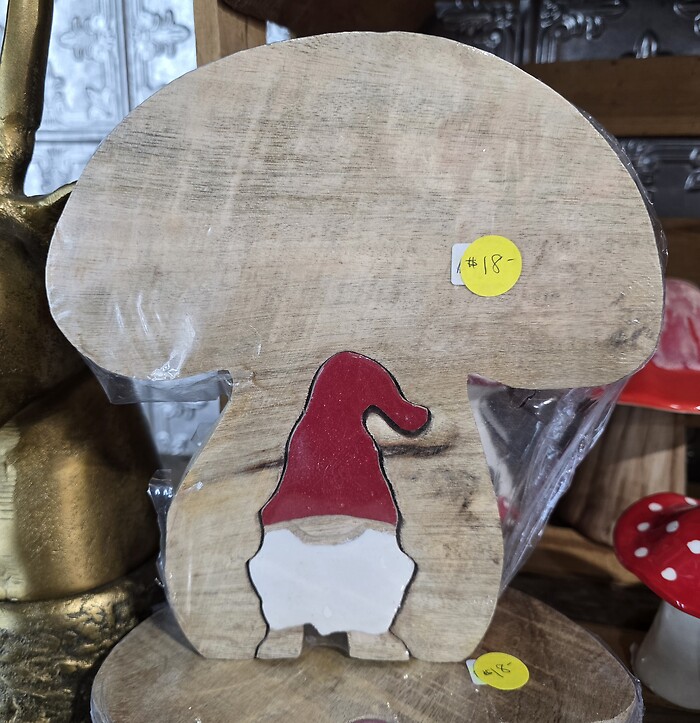 Wooden gnome &amp; mushroom